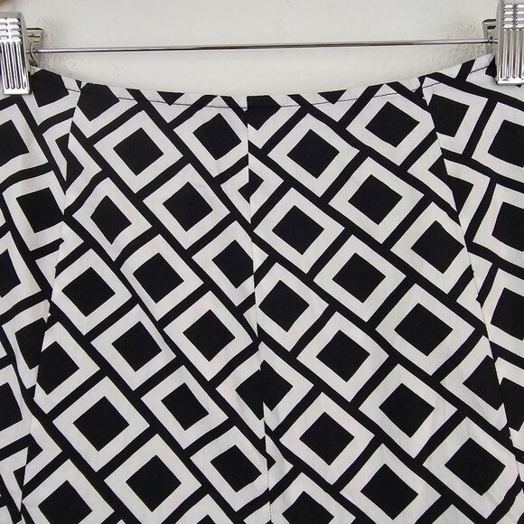 VTG RB Womens Sz 12 Monochrome Geometric Retro Midi Skirt Sustainable Cotton - Picture 7 of 9